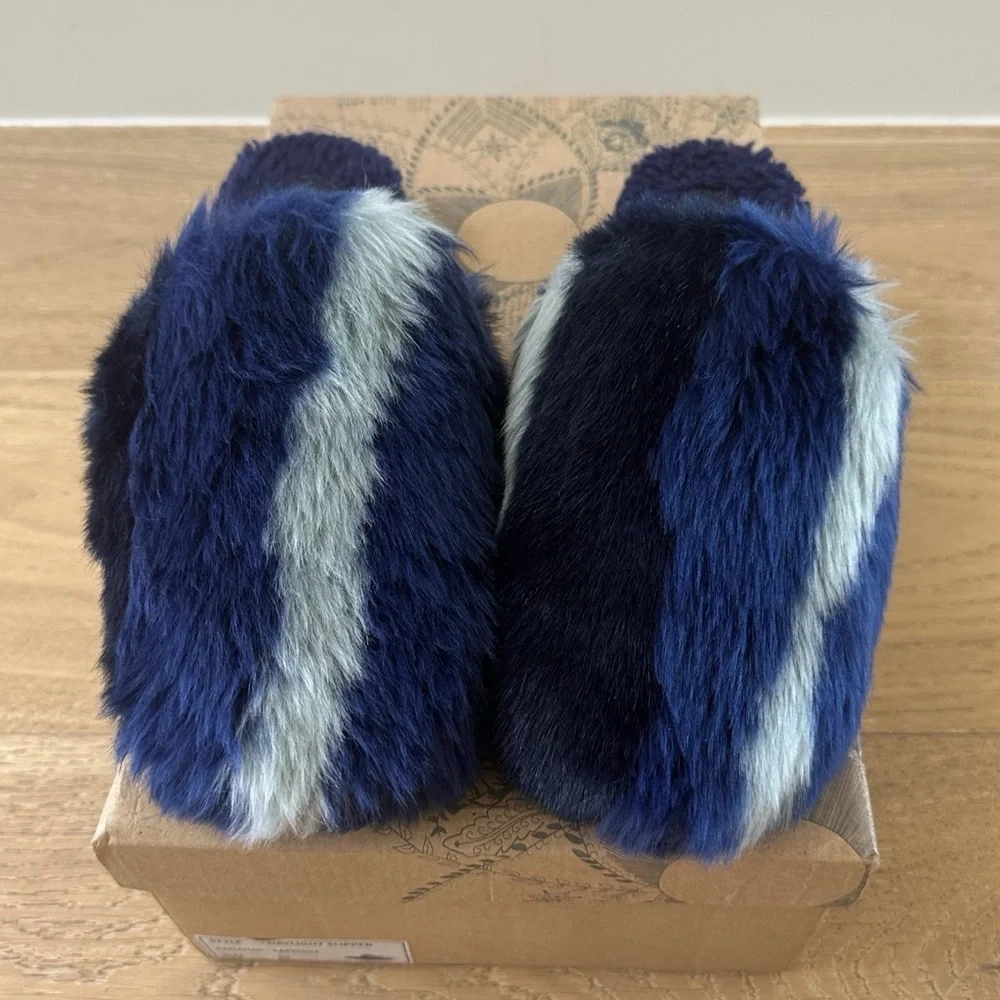 Free People Blue and Black Fur Slippers - Picture 3 of 12